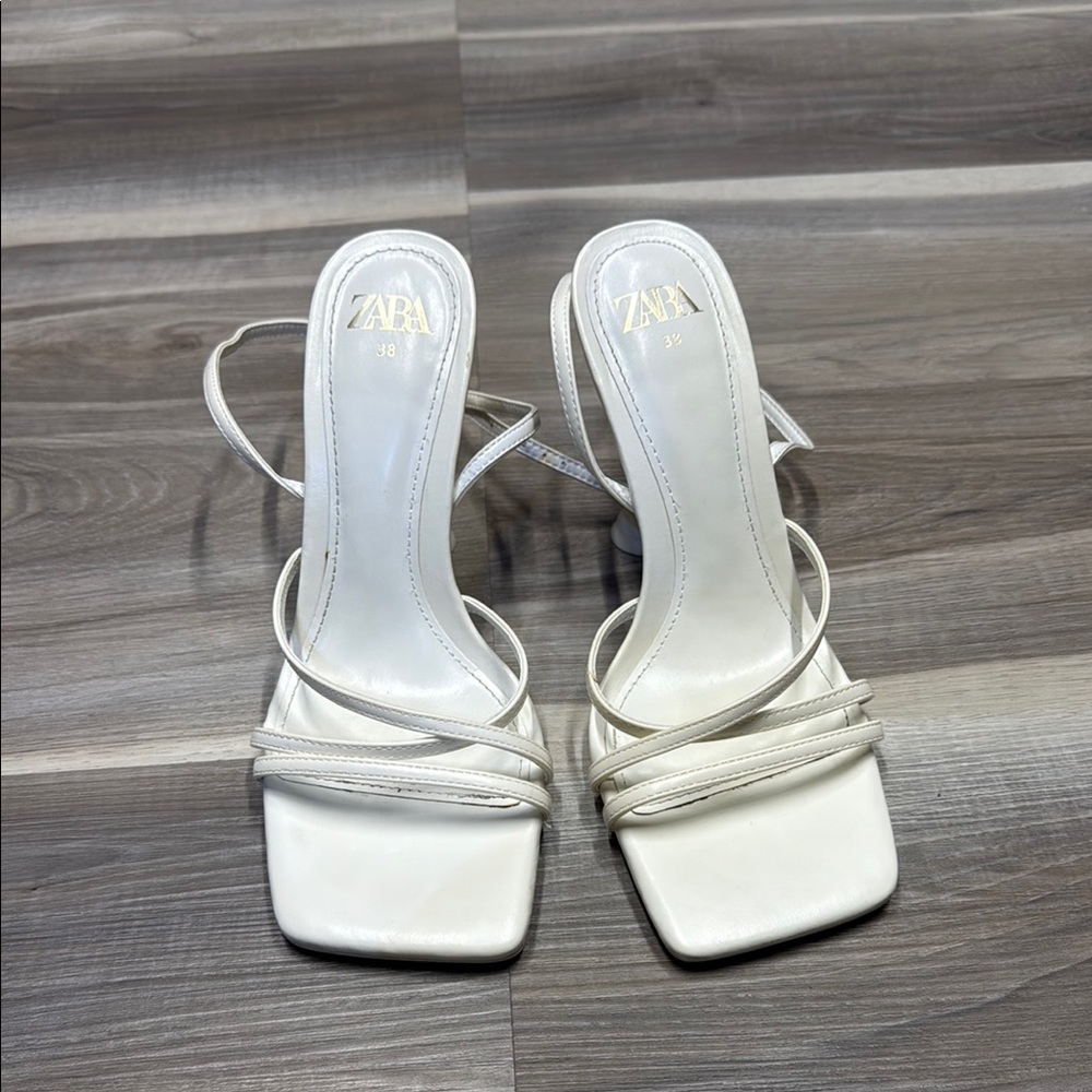 Zara White Strappy Heels